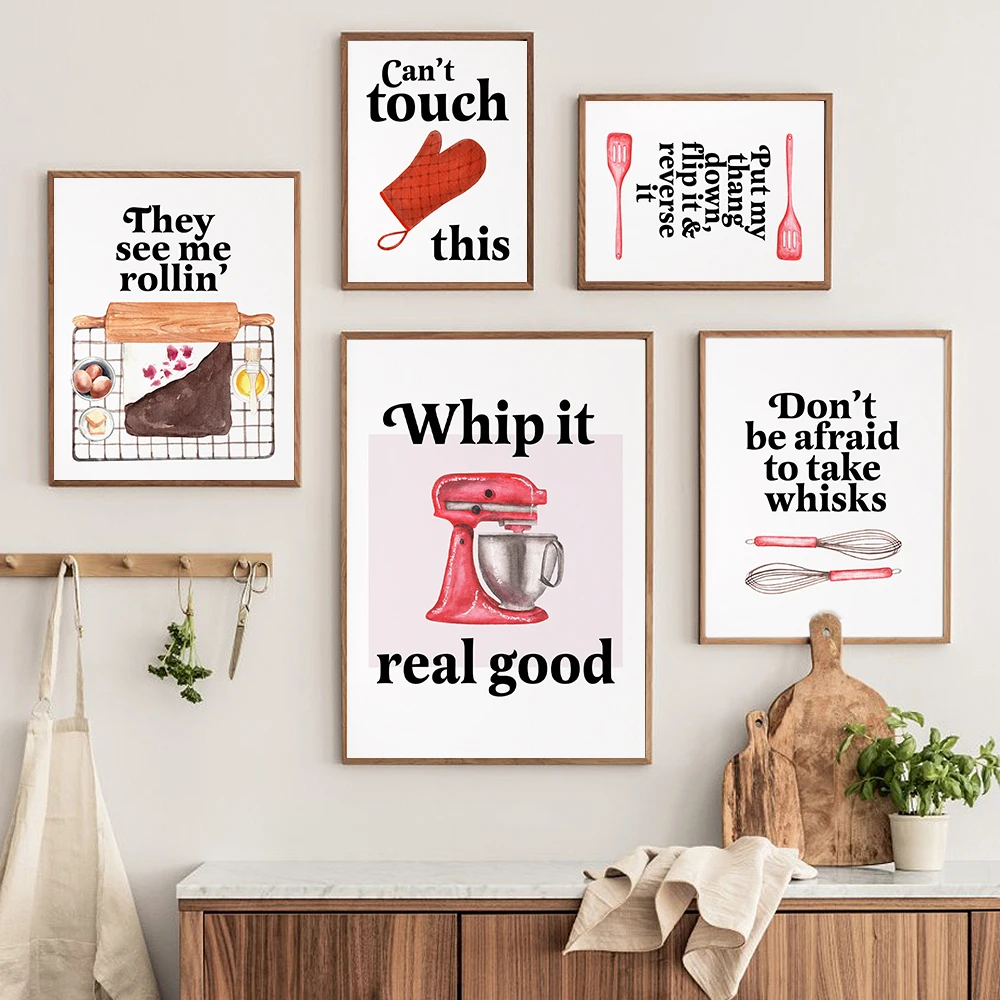 Kitchen Baking Quotes - لوحة فنية مطبوعة بتصميم مطبخ مضحك