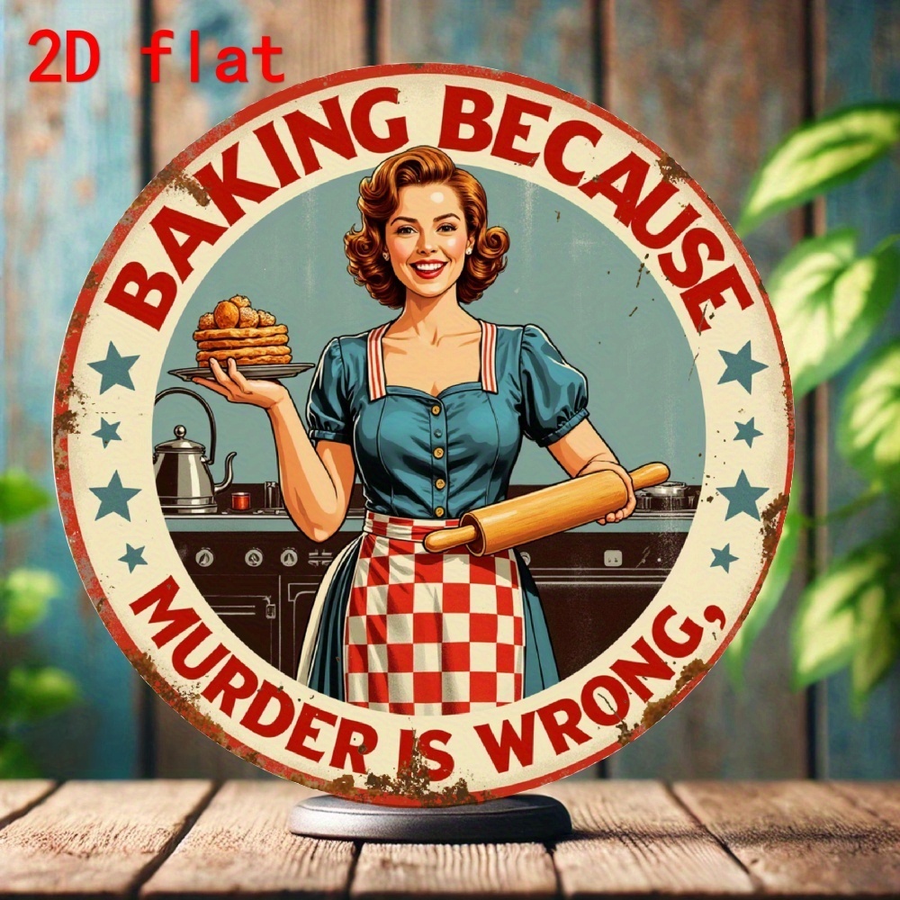 Kitchen Baking Quotes - لافتة ألومنيوم مستديرة بتصميم عتيق بعبارة