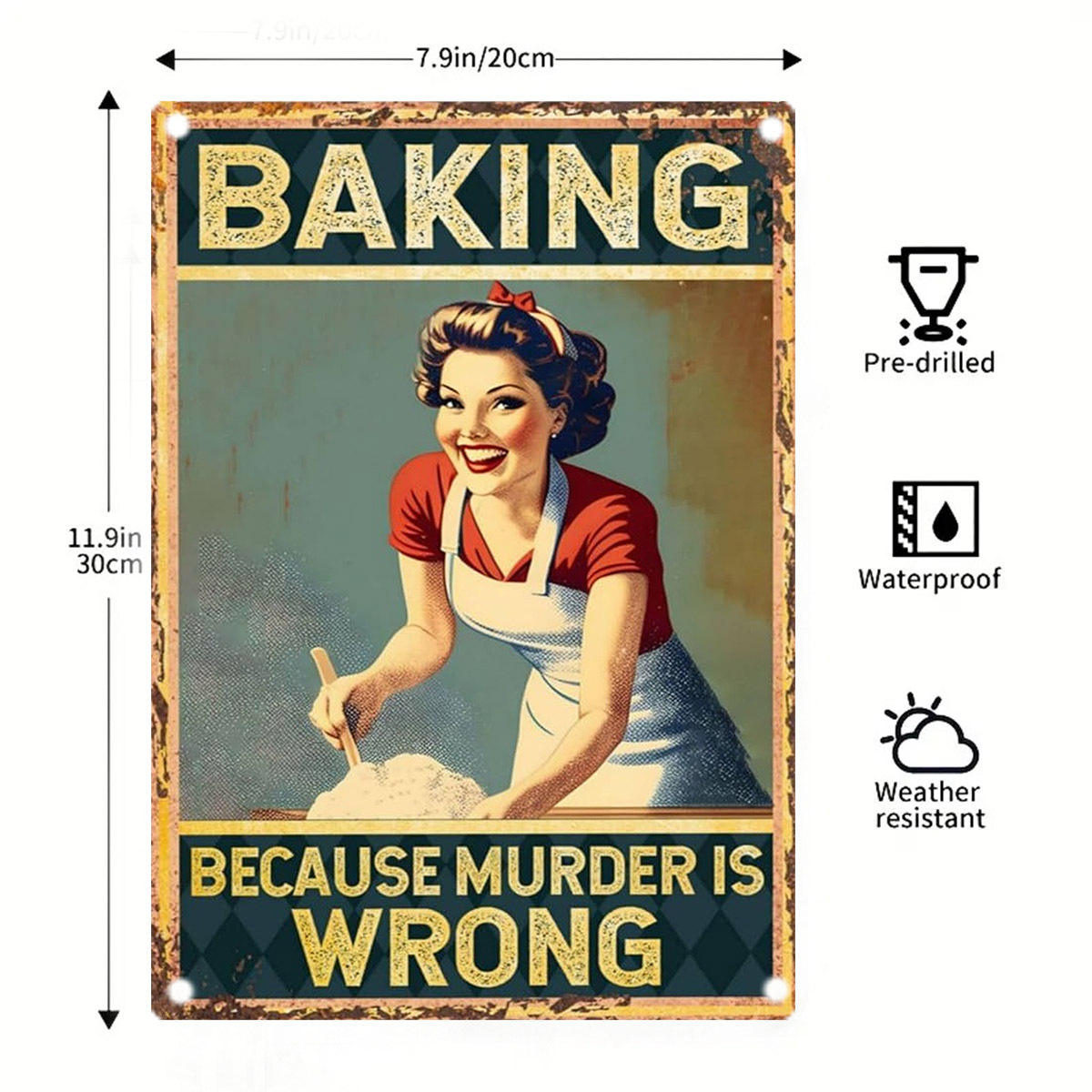 Kitchen Baking Quotes - لافتة معدنية فكاهية للخبز، لوحة فنية