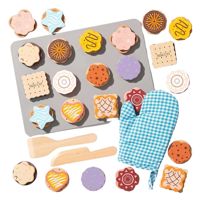 Kitchen Kids Baking Set - WOWFU-مجموعة ألعاب طعام خشبية للأطفال، مجموعة