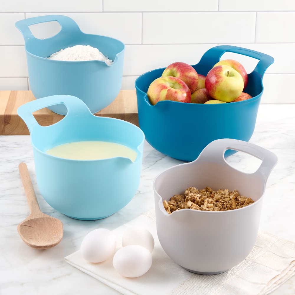 Kitchen Baking Utensil Set - مجموعة أوعية بلاستيكية متداخلة للخلط مكونة