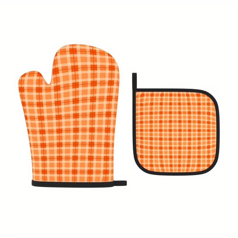 Kitchen Baking Gloves - قطعتان من قفازات الفرن الشبكية البرتقالية