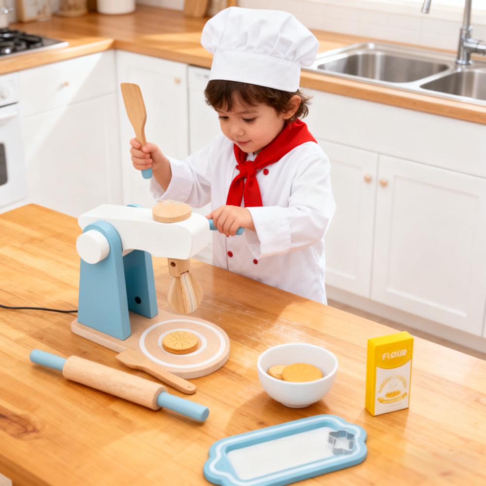 Kitchen Kids Baking Set - مجموعة ألعاب خشبية للمطبخ التظاهري للأطفال،