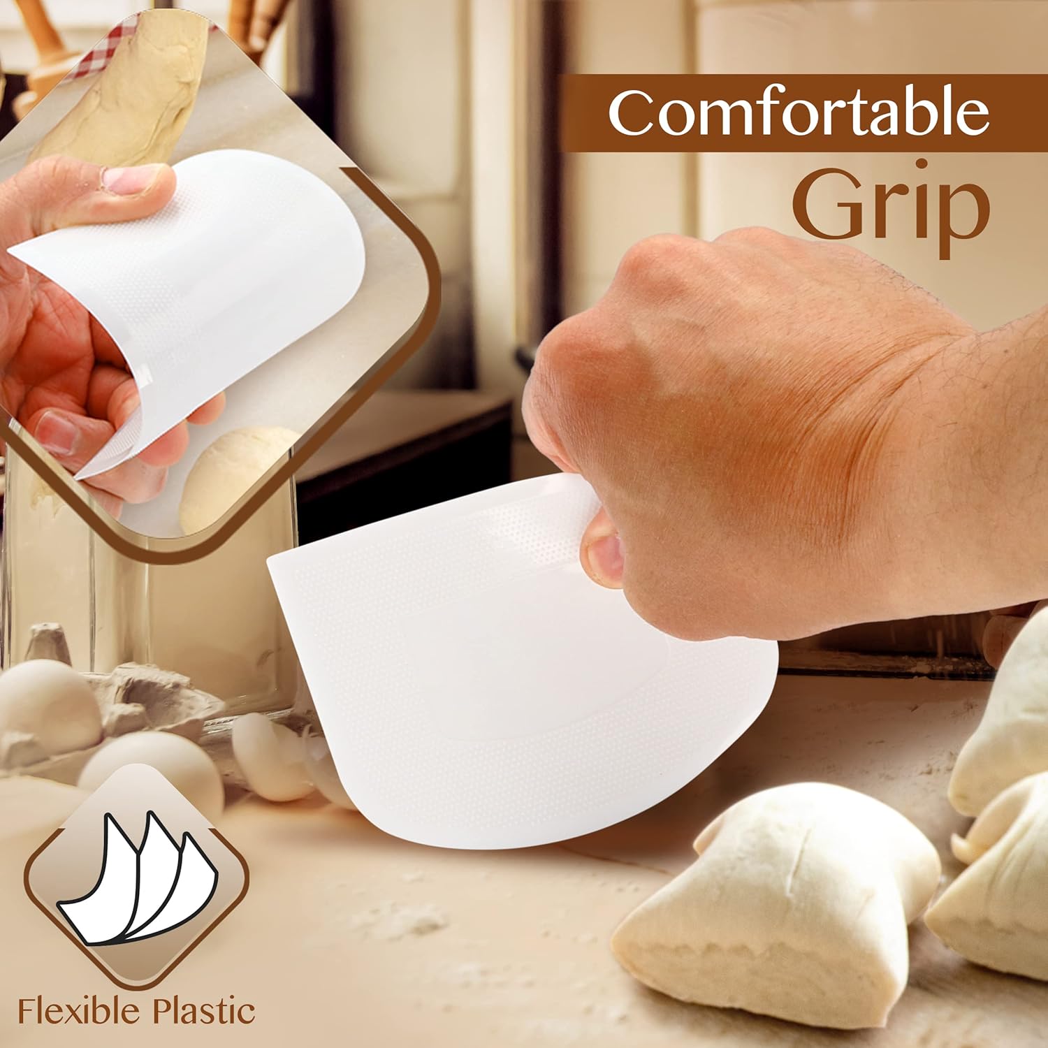 مكشطة وعاء أبيض مرنة آمنة للطع - مراجعة Dough Scraper Curved وسعره
