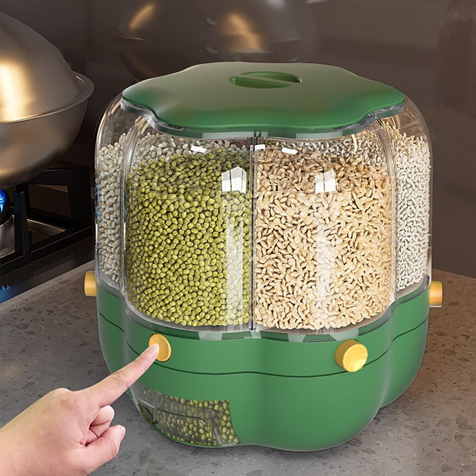 موزع حبوب دوار، وعاء تخزين الأ - مراجعة Kitchen Baking Pantry وسعره