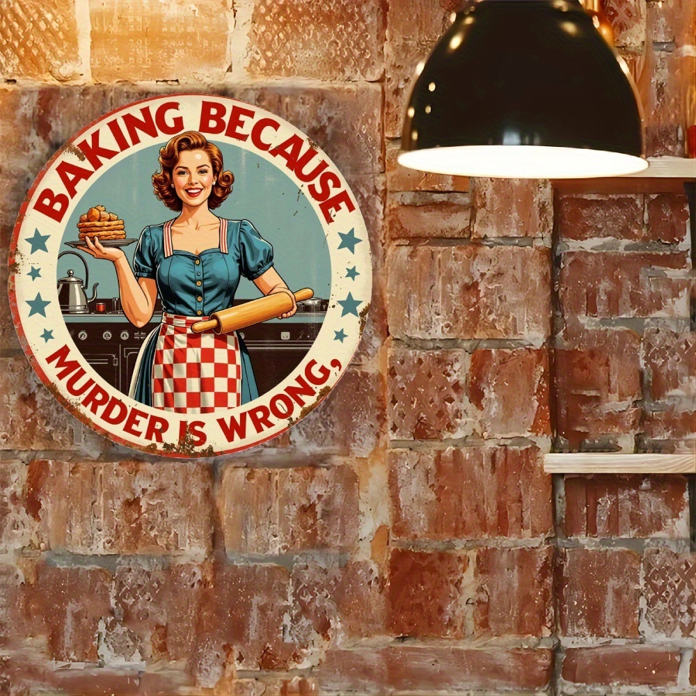 لافتة ألومنيوم مستديرة بتصميم  - مراجعة Kitchen Baking Quotes وسعره