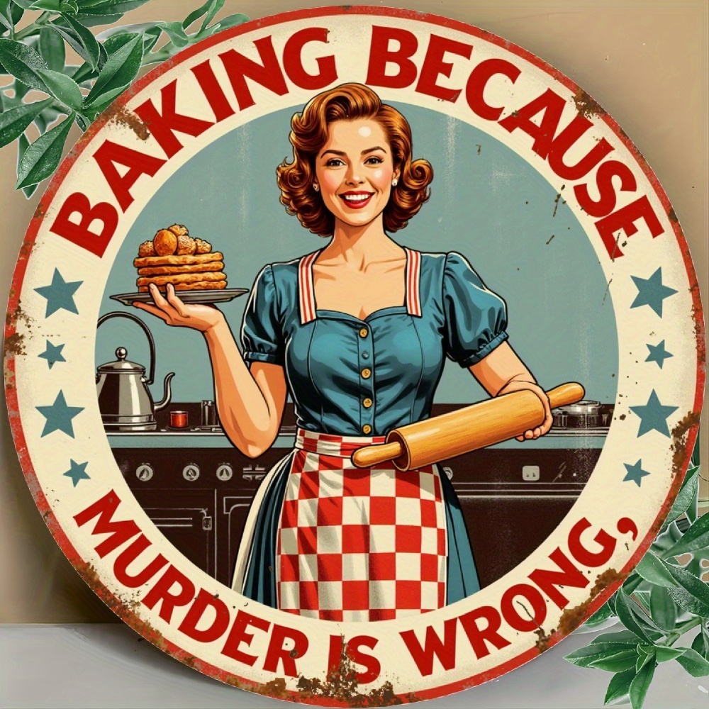 لافتة ألومنيوم مستديرة بتصميم  - مراجعة Kitchen Baking Quotes وسعره