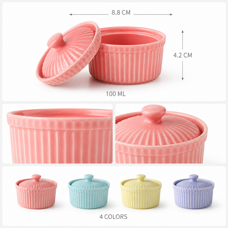 وعاء راميكين سيراميك مع غطاء آ - مراجعة Kitchen Baking Dishes وسعره