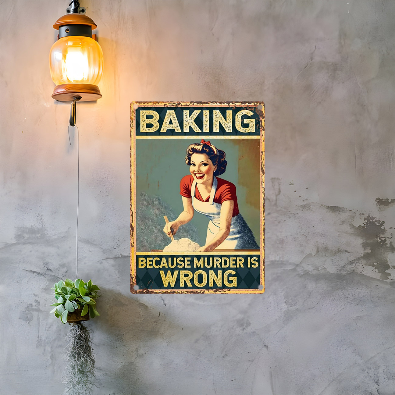 لافتة معدنية مزخرفة بتصميم عتي - مراجعة Kitchen Baking Quotes وسعره