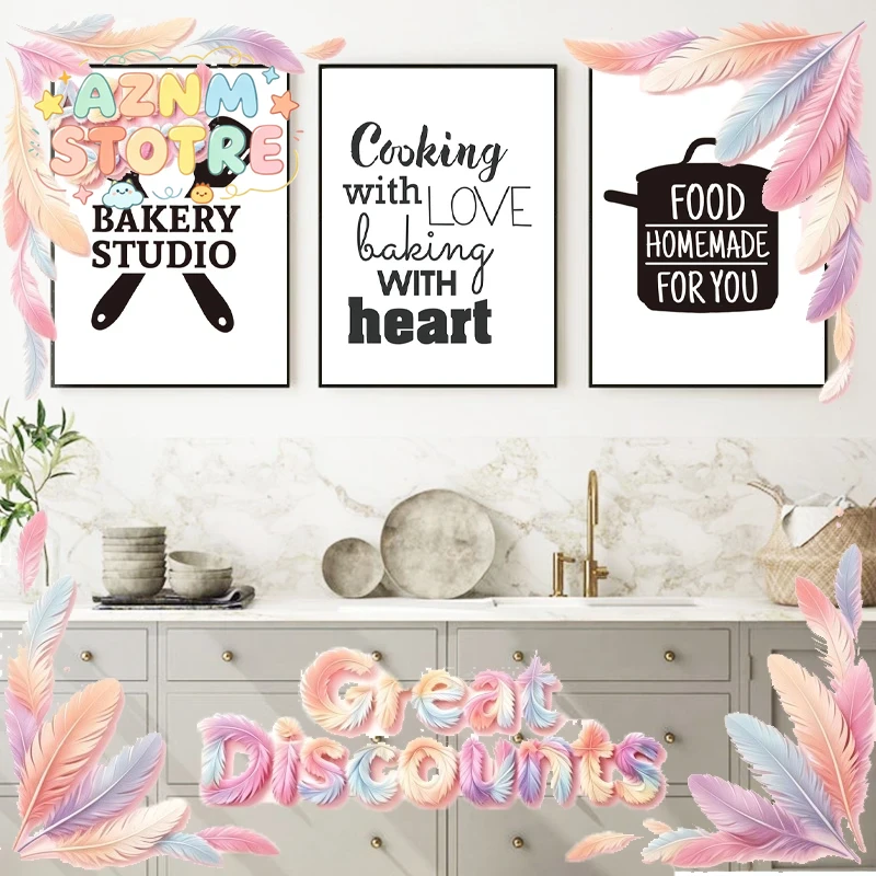 طباعة فنية جدارية وملصقات بعبا - مراجعة Kitchen Baking Quotes وسعره