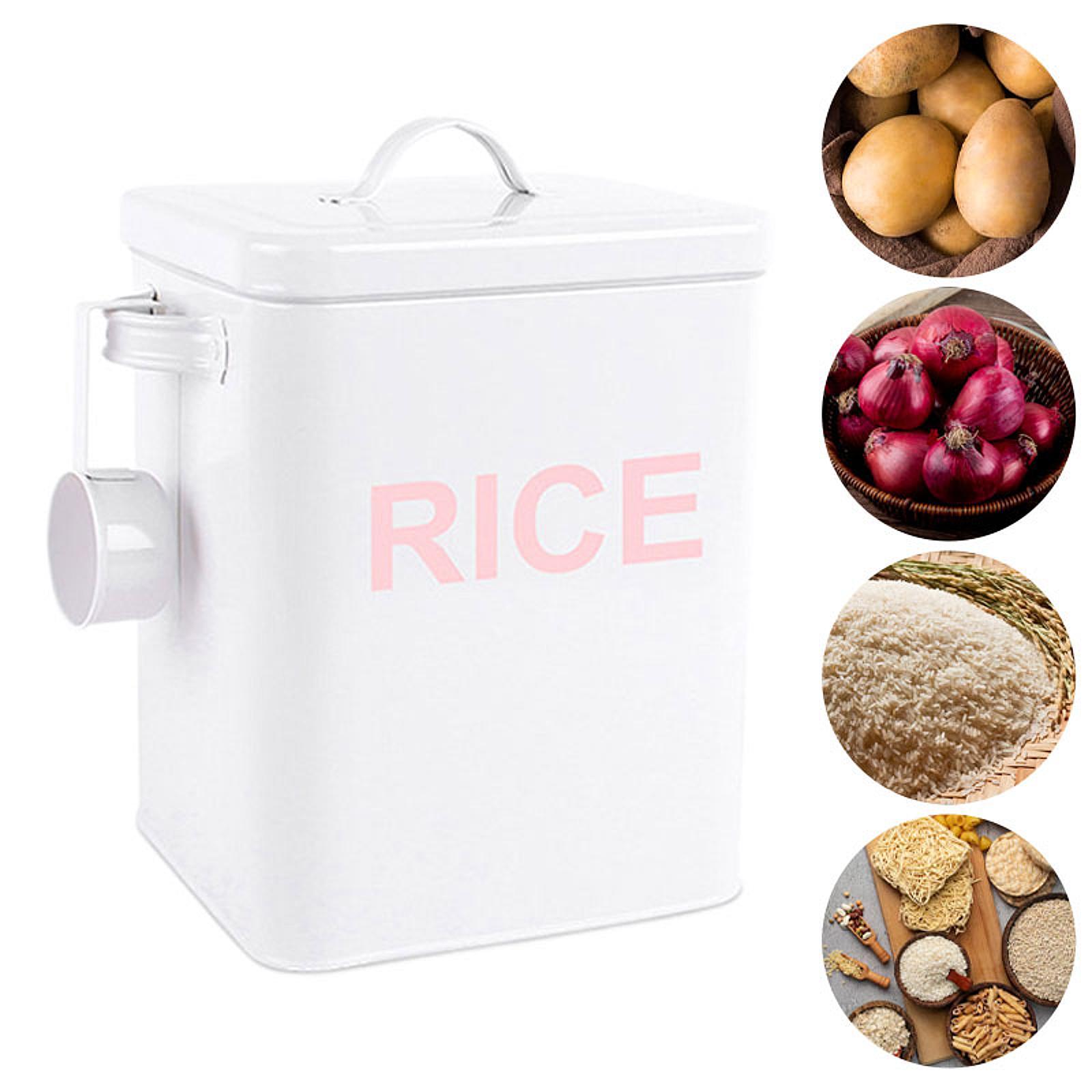 صندوق تخزين أرز معدني محكم الإ - مراجعة Kitchen Baking Pantry وسعره