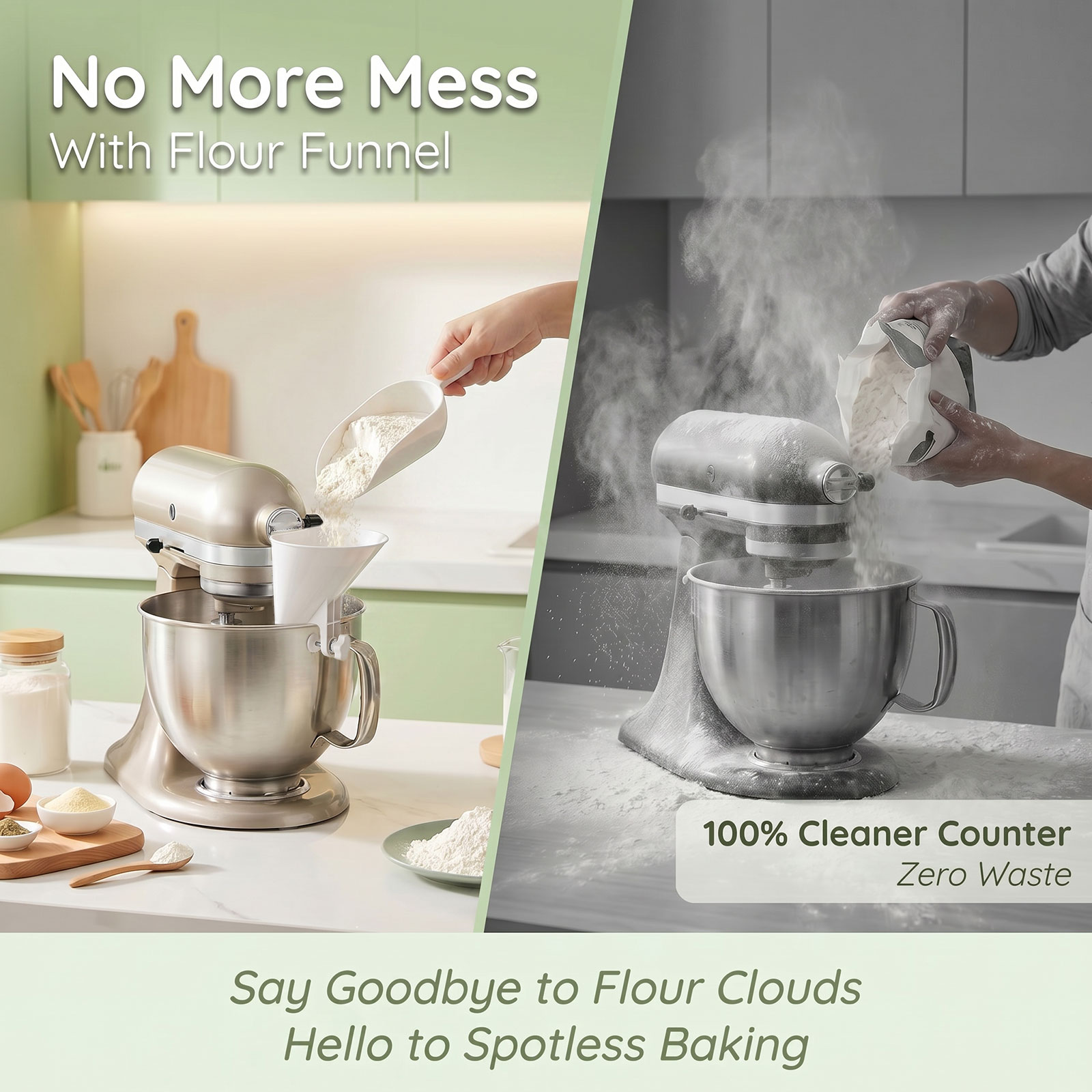 قمع دقيق مانع للانسكاب للمزج ا - مراجعة Kitchen Baking Mixer وسعره