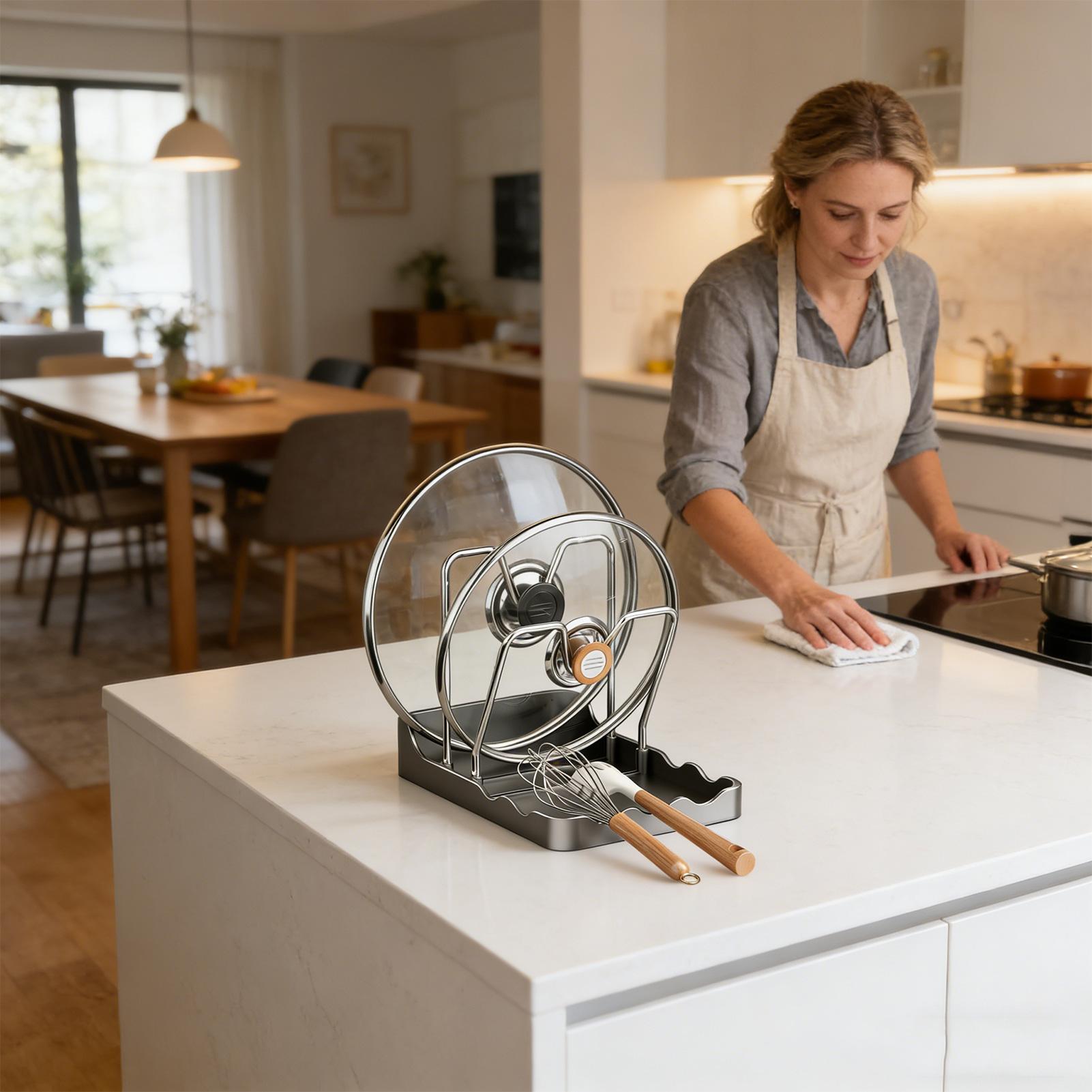 وعاء غطاء حامل رف عمودي ملعقة  - مراجعة Kitchen Baking Pantry وسعره