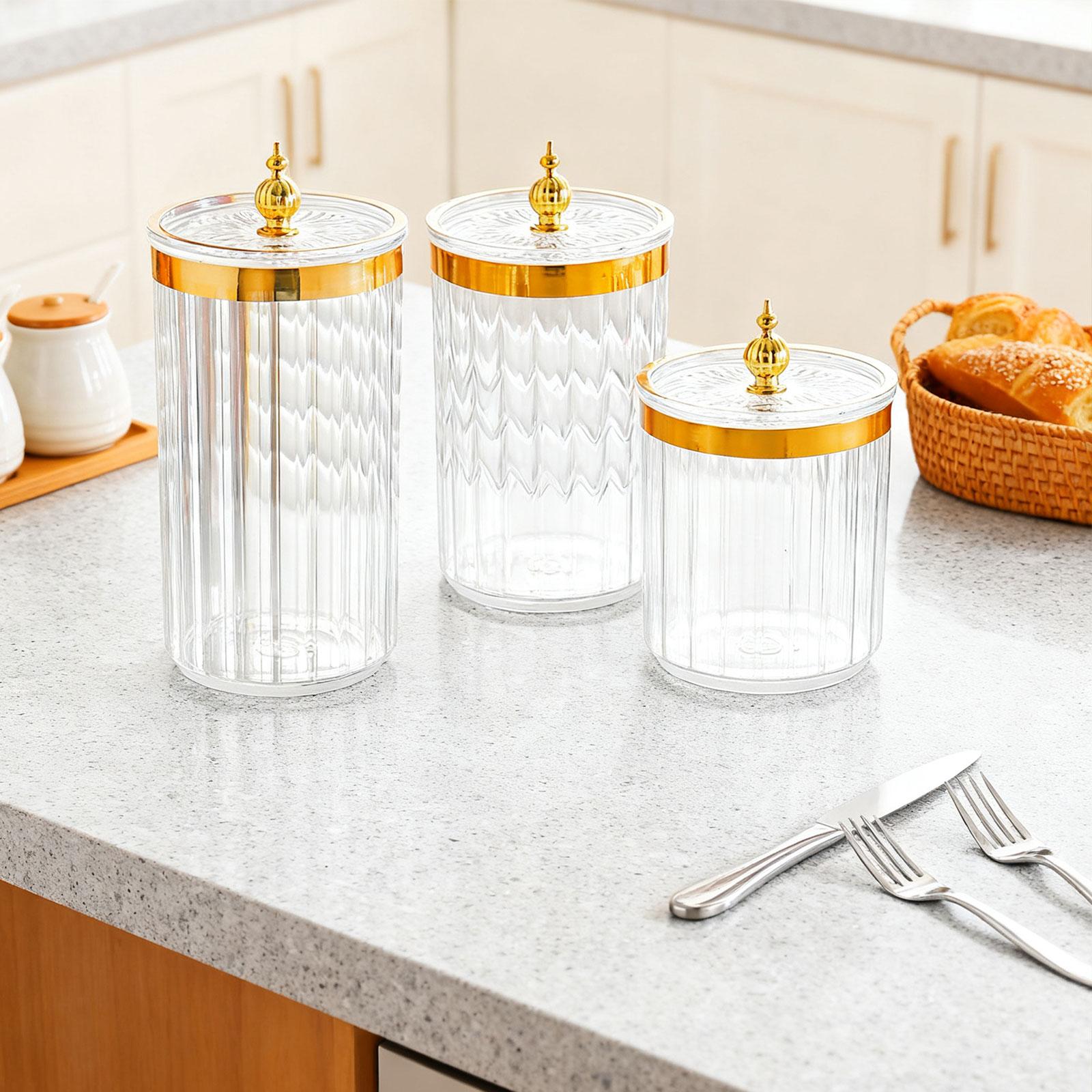 مجموعة من 3 أوعية تخزين شفافة  - مراجعة Kitchen Baking Pantry وسعره