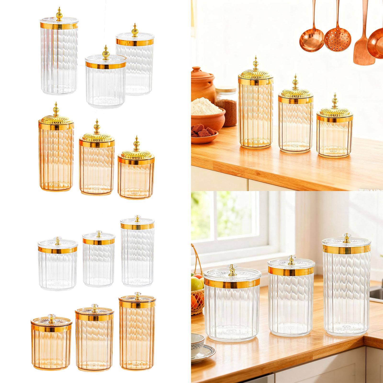 مجموعة من 3 أوعية تخزين شفافة  - مراجعة Kitchen Baking Pantry وسعره