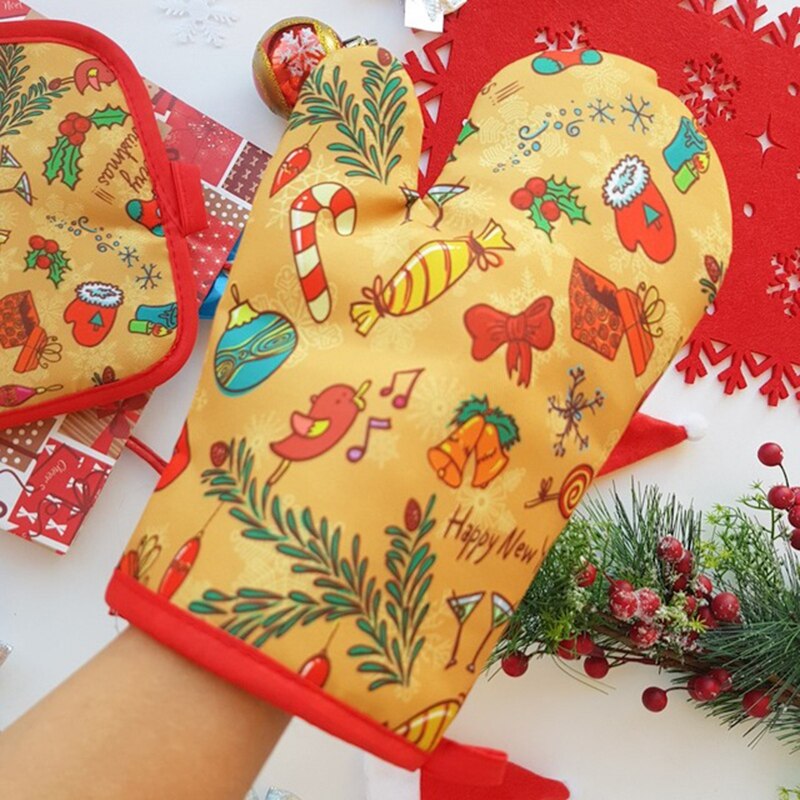 2-قفازات فرن الكريسماس وأواني  - مراجعة Kitchen Baking Gloves وسعره
