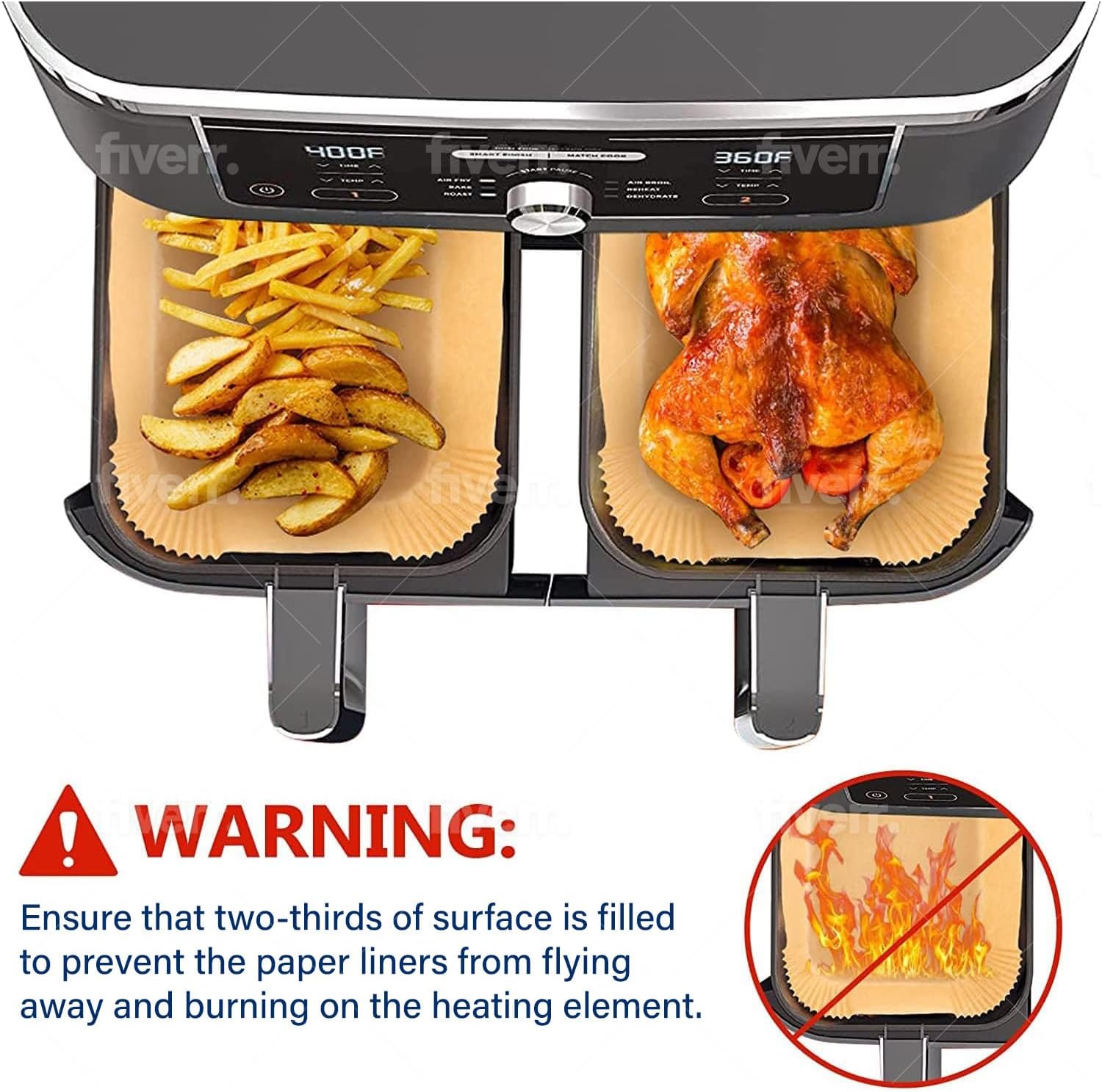 مقلاة هوائية ورق خبز للطهي للن - مراجعة Ninja Air Fryer Af300 وسعره